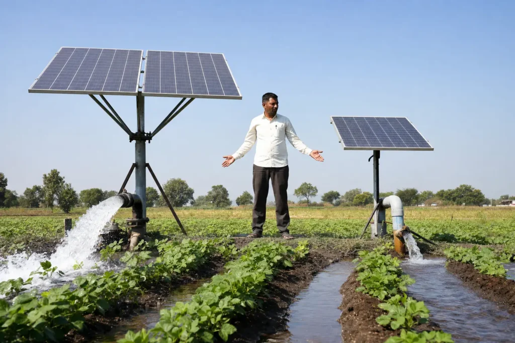 PM-KUSUM solar agriculture pump guide — component b pump capacity 7.5 hp subsidy cap explained — Maharashtra farm irrigation under Kusum Mahaurja scheme