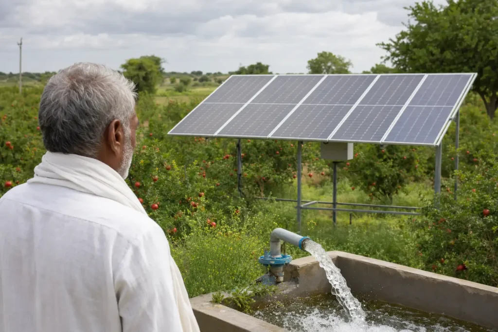 PM-KUSUM solar agriculture pump guide — diesel pump annual cost vs solar pump savings calculator — Maharashtra farm irrigation under Kusum Mahaurja scheme