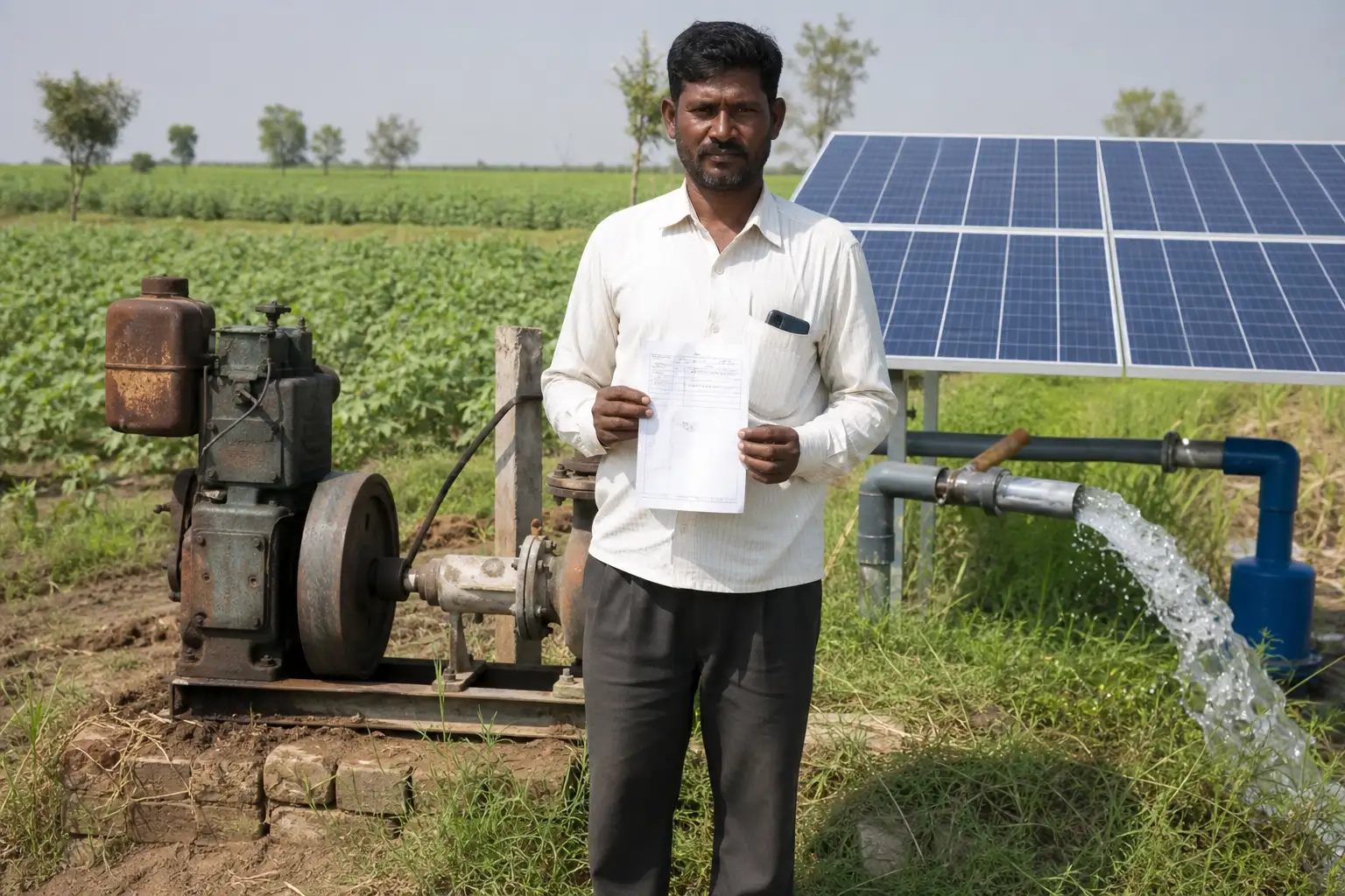 PM-KUSUM solar agriculture pump guide — diesel pump purchase invoice replacement scheme proof — Maharashtra farm irrigation under Kusum Mahaurja scheme