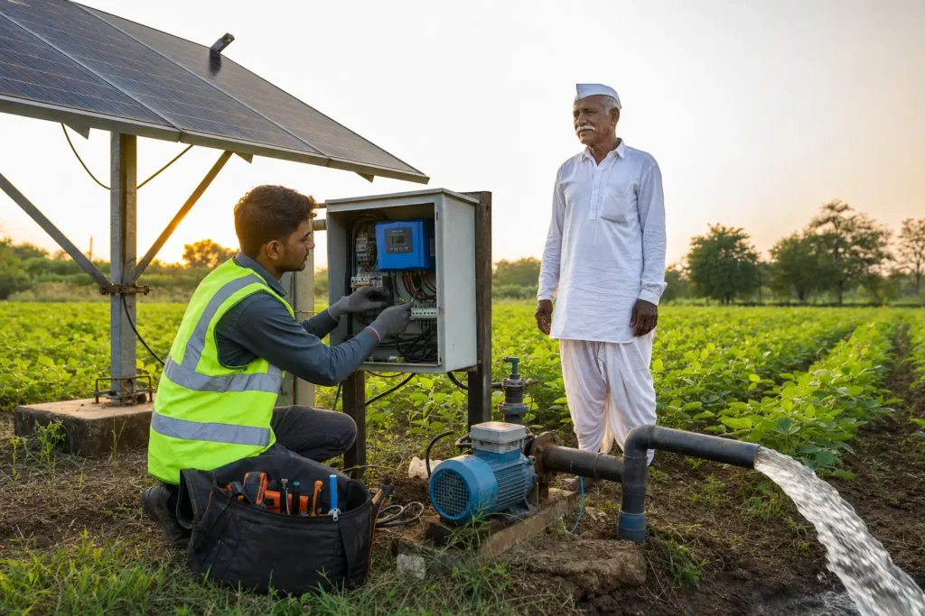 PM-KUSUM solar agriculture pump guide — maintenance cost solar pump after 5 year warranty — Maharashtra farm irrigation under Kusum Mahaurja scheme