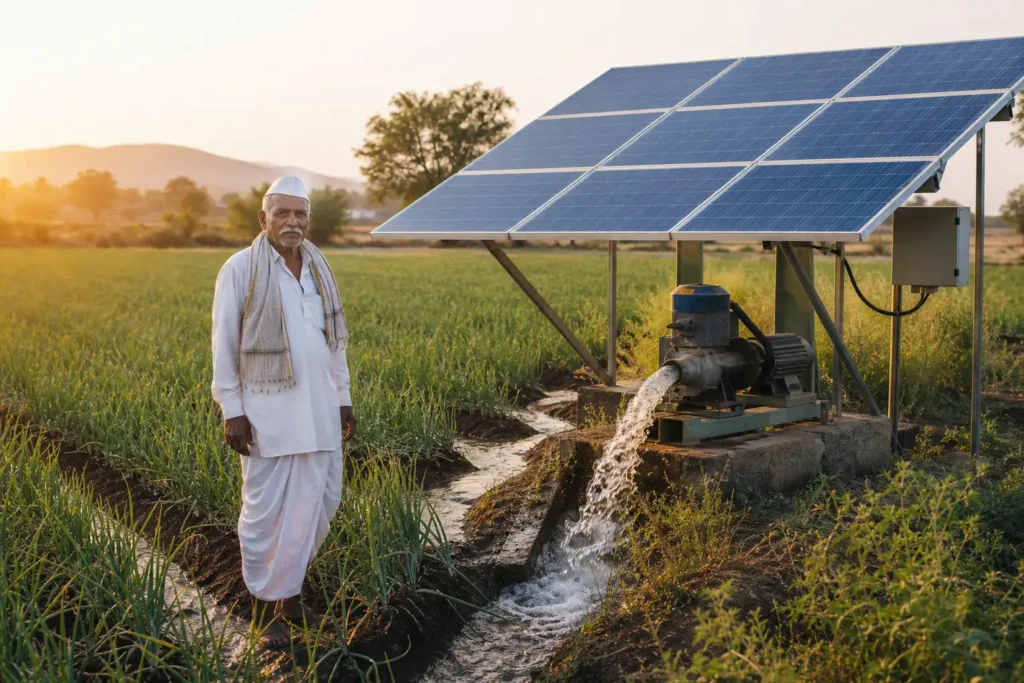 PM-KUSUM solar agriculture pump guide — solar pump subsidy ahmednagar maharashtra 2026 farmer share — Maharashtra farm irrigation under Kusum Mahaurja scheme