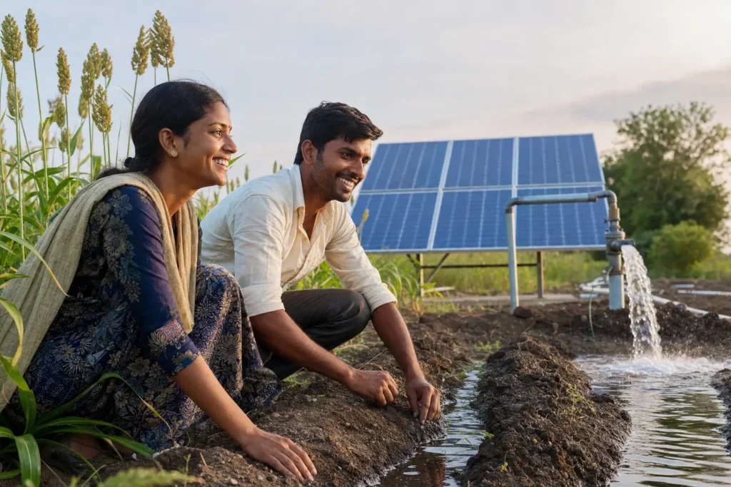 PM-KUSUM solar agriculture pump guide — solar pump subsidy chandrapur maharashtra 2026 farmer share — Maharashtra farm irrigation under Kusum Mahaurja scheme