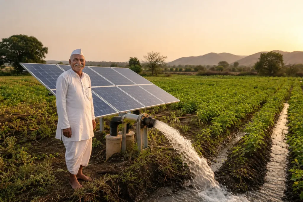 PM-KUSUM solar agriculture pump guide — solar pump subsidy raigad maharashtra 2026 farmer share — Maharashtra farm irrigation under Kusum Mahaurja scheme