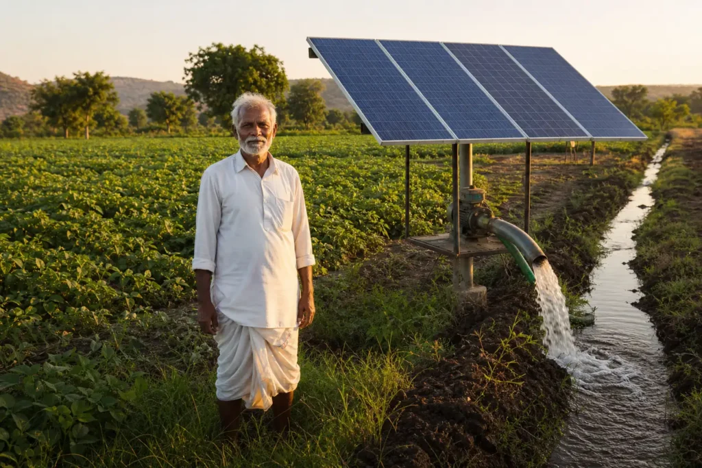 PM-KUSUM solar agriculture pump guide — solar pump subsidy sindhudurg maharashtra 2026 farmer share — Maharashtra farm irrigation under Kusum Mahaurja scheme