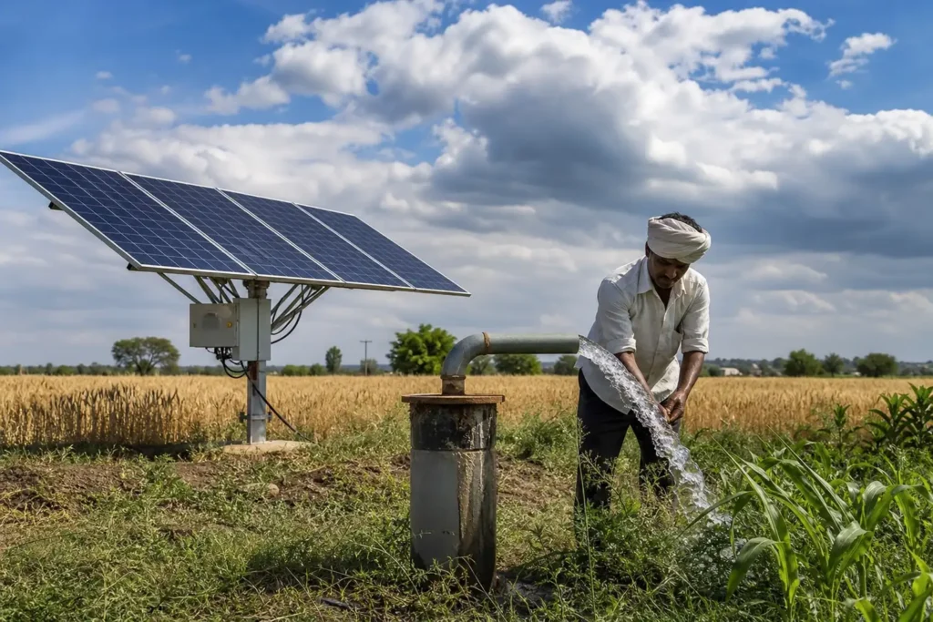 PM-KUSUM solar agriculture pump guide — upgrade existing electric pump component c solar panels — Maharashtra farm irrigation under Kusum Mahaurja scheme